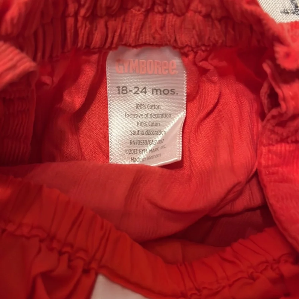 Gymboree red corduroy owl adjustable strap overall dress w/ diaper cover 18-24 m